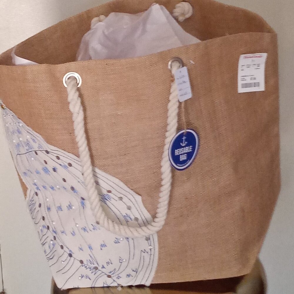 Unisex Blue/Tan Sea Shell Tote Bag